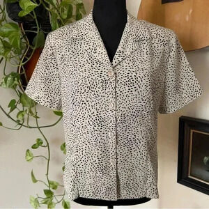 90s Vtg Briggs Patterned Button Blouse - Size 10P
